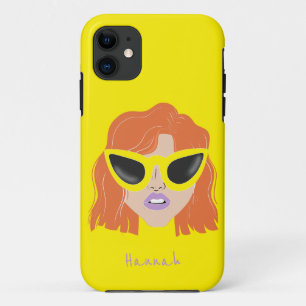 Cool Redhead with Glasses Yellow Custom Name Case-Mate iPhone Case