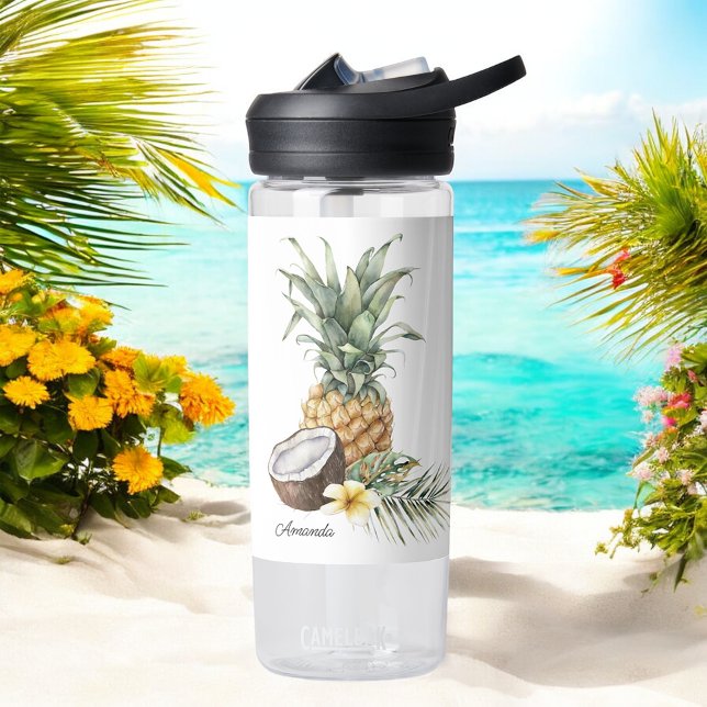 Cool Refreshing Tropical Pineapple with Name Water Bottle (Personalize with any name!)