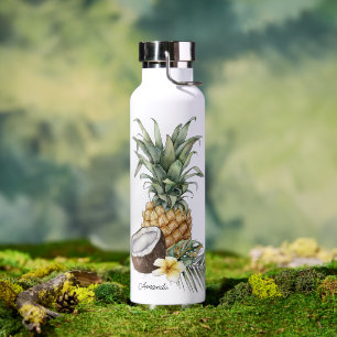 Cool Refreshing Tropical Pineapple with Name Water Bottle