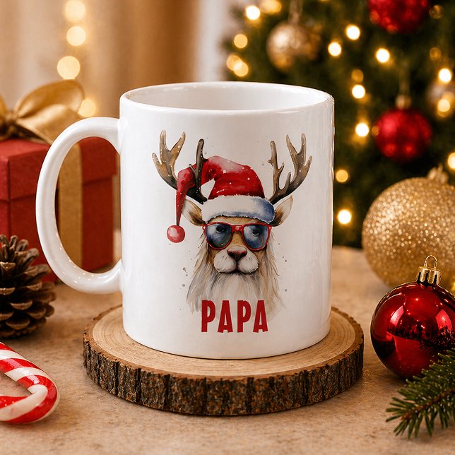 Cool Reindeer Personalised Holiday Mug (Personalized Christmas Mug)