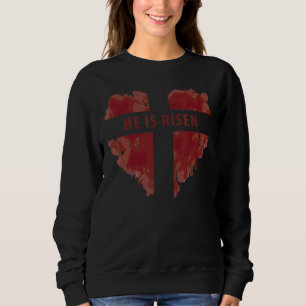 Cool Religious Red Heart Love He Is Risen Christia Sweatshirt