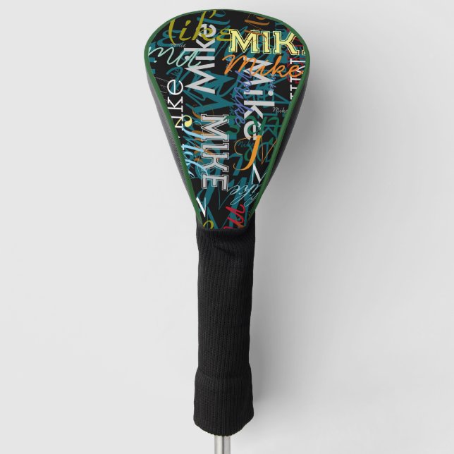 Cool Repeating Your Name Typography  Golf Head Cover (Front)
