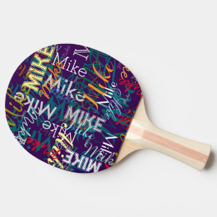 Cool Repeating Your Name Typography Pattern Ping Pong Paddle