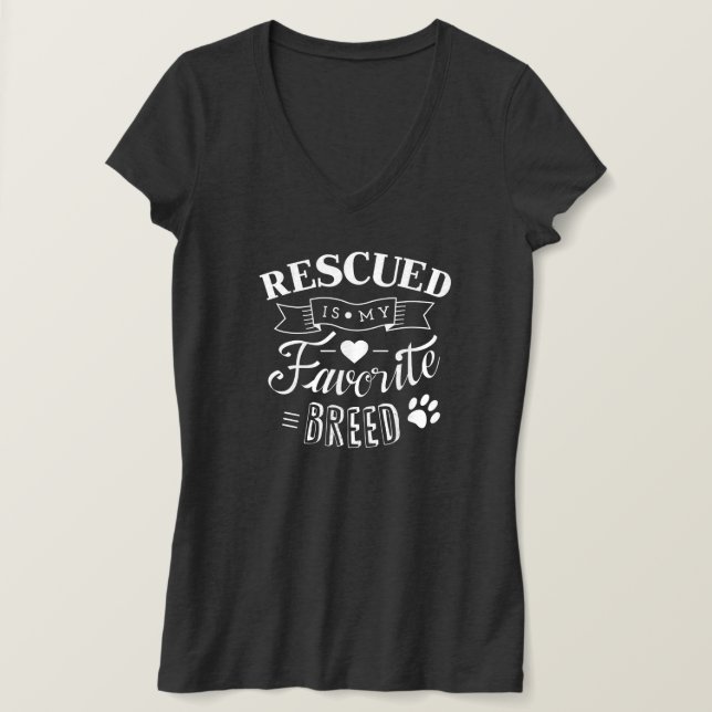 Cool Rescued is my favourite breed dark t-shirt (Design Front)
