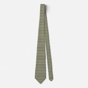 Cool Retro 70s Stripes Black Green Tan Tie