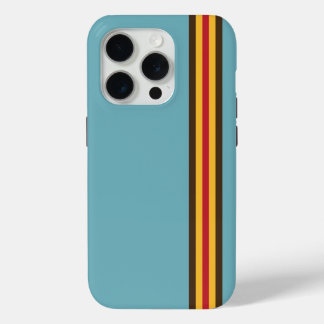 Cool Retro 70s Stripes Blue Brown Gold Red Racing iPhone 15 Pro Case
