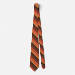 Cool Retro 70s Stripes Brown Orange Tangerine Tie