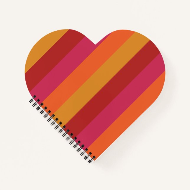Cool Retro 70s Stripes Orange Red Pink Gold Notebook (Front)