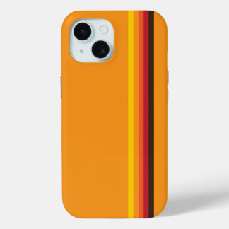 Cool Retro 70s Stripes Orange Yellow Red iPhone 15 Case
