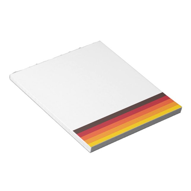 Cool Retro 70s Stripes Orange Yellow Red Notepad (Angled)