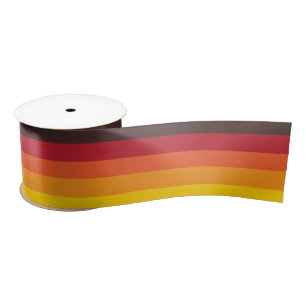 Cool Retro 70s Stripes Orange Yellow Red Satin Ribbon