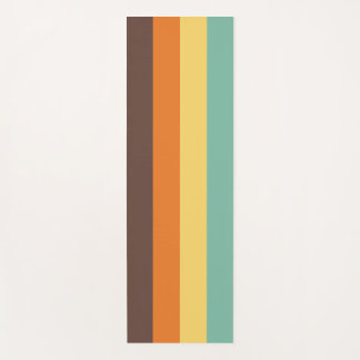 Cool Retro 70s Stripes Teal Yellow Orange Brown Yoga Mat