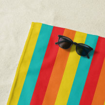 Cool Retro 70s Stripes Turquoise Yellow Orange Red