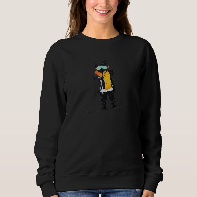 Cool Retro 80S Snowboard Ski Lover Cat Lover Mount Sweatshirt (Front)