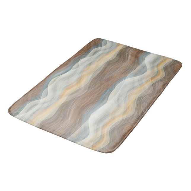 Cool Retro Abstract Artistic Waves Pattern Bath Mat (Angled)