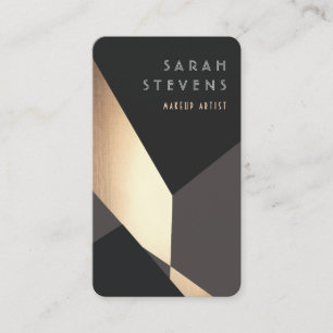 Cool Retro Abstract Black and Gold Art Deco Business Card