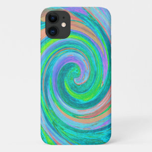 Cool Retro Aquamarine and Coral Liquid Art Swirl Case-Mate iPhone Case
