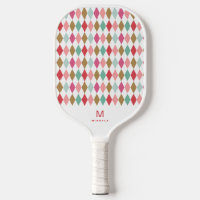 Cool Retro Argyle Diamonds Pattern Monogram Pickle