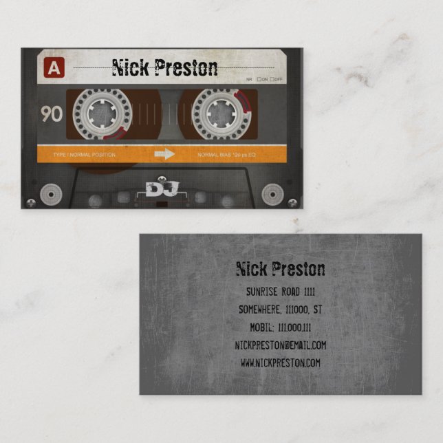 Cool Retro Audio Cassette | DJ Professional Business Card (Front/Back)