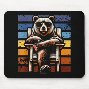 Cool Retro Bear in Sunglasses 70s 80s 90s Novelty Mouse Pad