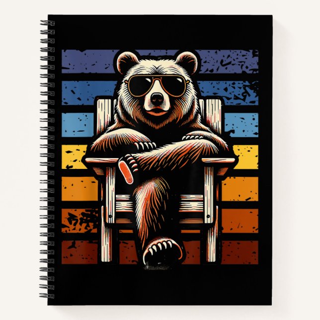 Cool Retro Bear in Sunglasses 70s 80s 90s Novelty  Notebook (Front)