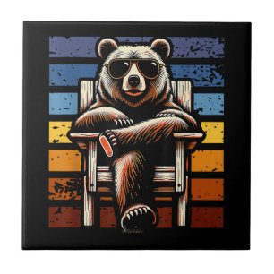 Cool Retro Bear in Sunglasses 70s 80s 90s Novelty  Tile