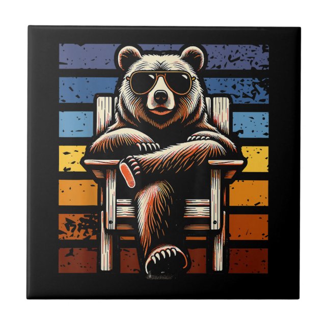 Cool Retro Bear in Sunglasses 70s 80s 90s Novelty  Tile (Front)