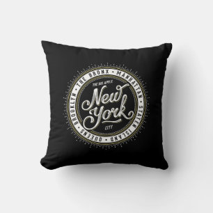 Cool Retro Black and White New York City Logo Cushion