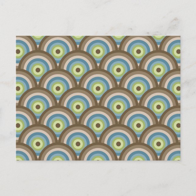 Cool Retro Blue Green Circle Pattern Custom Gifts Postcard (Front)