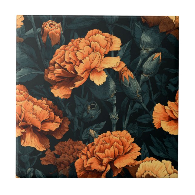 Cool Retro Carnation  Tiles  For Cooking Space (Front)
