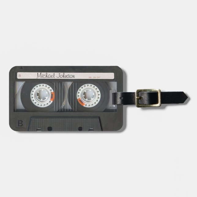 Cool retro cassette mix-tape luggage tag (Front Horizontal)