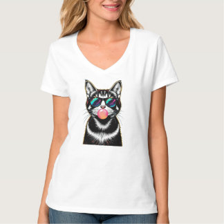 Cool Retro Cat – Bubblegum Pop Art Design T-Shirt