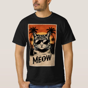 Cool Retro Cat with Sunglasses T-Shirt