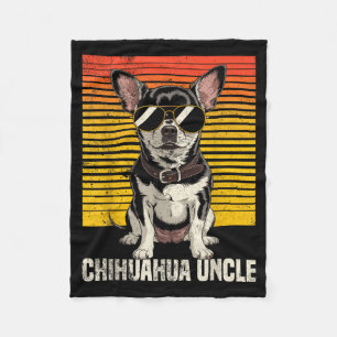 Cool Retro Chihuahua Uncle Funny Vintage Dog Owner Fleece Blanket