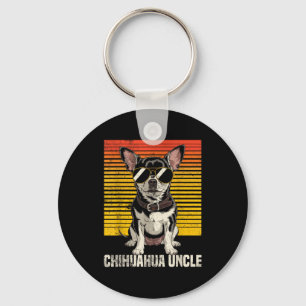 Cool Retro Chihuahua Uncle Funny Vintage Dog Owner Key Ring