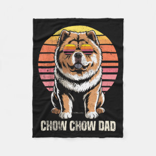 Cool Retro Chow Chow Dad Funny Vintage Dog Owner Fleece Blanket