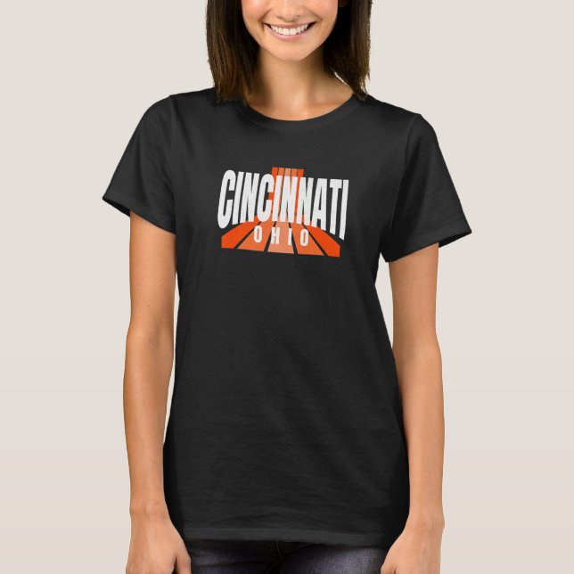 Cool Retro Cincinnati OrangeBlack Cincinnati OH Fa T-Shirt (Front)