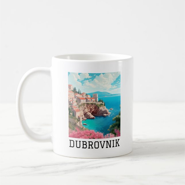 Cool Retro Classic Dubrovnik Croatia  Coffee Mug (Left)