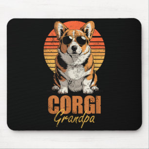 Cool Retro Corgi Grandpa Funny Vintage Dog Lover  Mouse Pad