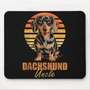 Cool Retro Dachshund Uncle Funny Vintage Dog Lover Mouse Pad