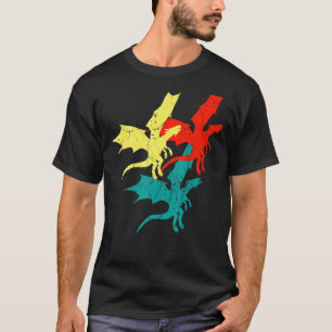 Cool Retro Dragon Flame Spewing Flying Mythical Cr T-Shirt