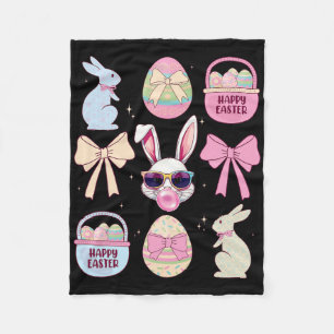 Cool Retro Easter Bunny Cute Vibrant Colours Famil Fleece Blanket