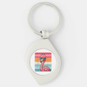 Cool Retro Flamingo in Sunglasses 70s 80s 90s Funn Key Ring