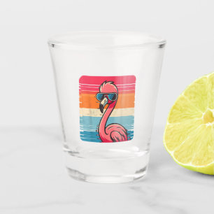 Cool Retro Flamingo in Sunglasses 70s 80s 90s Funn Shot Glass