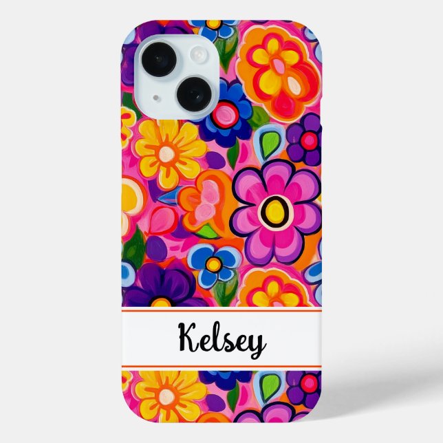 Cool Retro Floral Personalised Case-Mate iPhone Case (Back)