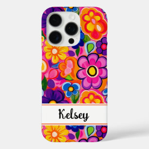 Cool Retro Floral Personalised iPhone 16 Pro Case