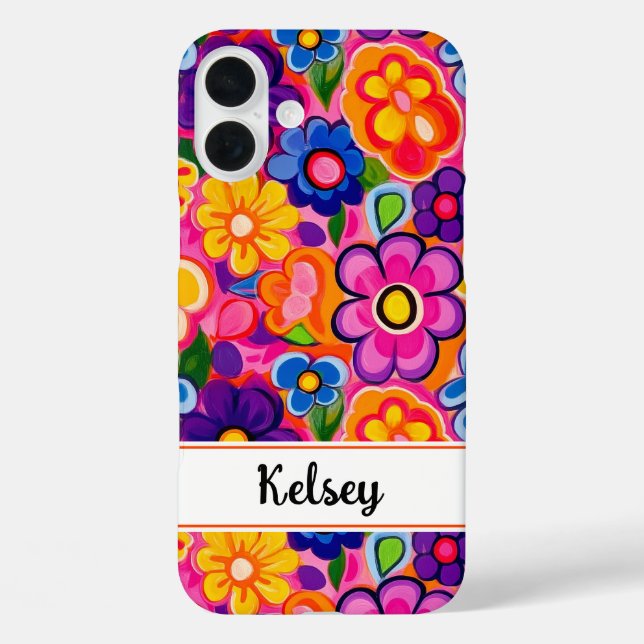 Cool Retro Floral Personalised Case-Mate iPhone Case (Back)