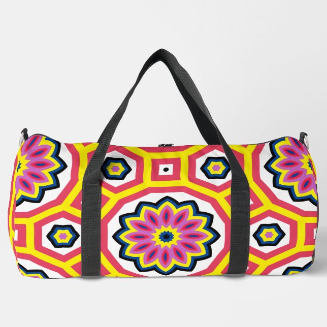Cool Retro Flower Power  Duffle Bag (Front)