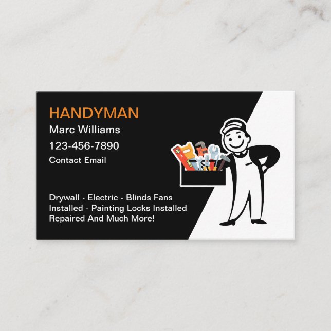 Cool Retro Handyman Business Cards (Front)
