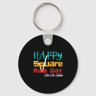 Cool Retro Happy Square Root Day Number Joke  Key Ring